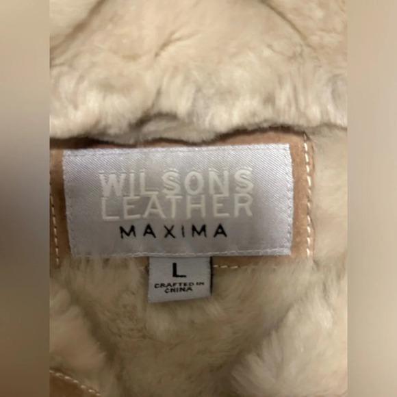 Wilsons Maxima Vintage Leather Hooded Jacket Fur Trim Tan Women’s Large - Picture 5 of 9